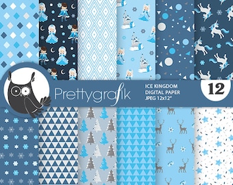 Ice Kingdom,  patterns, commercial use, scrapbook papers, background - PS1176