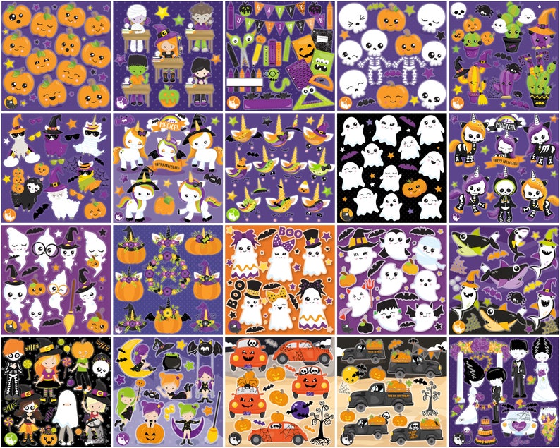 3000 Halloween graphics bundle, Halloween clipart, commercial use, vector graphics, digital images image 2