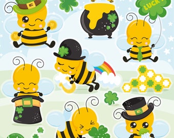 St Patrick's Day Bee, clipart, clipart commercial use,  vector graphics,  clip art, digital images - CL1724