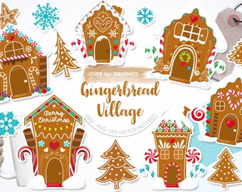 Gingerbread Village, clipart, clipart commercial use,  vector graphics,  clip art, digital images - CL1656