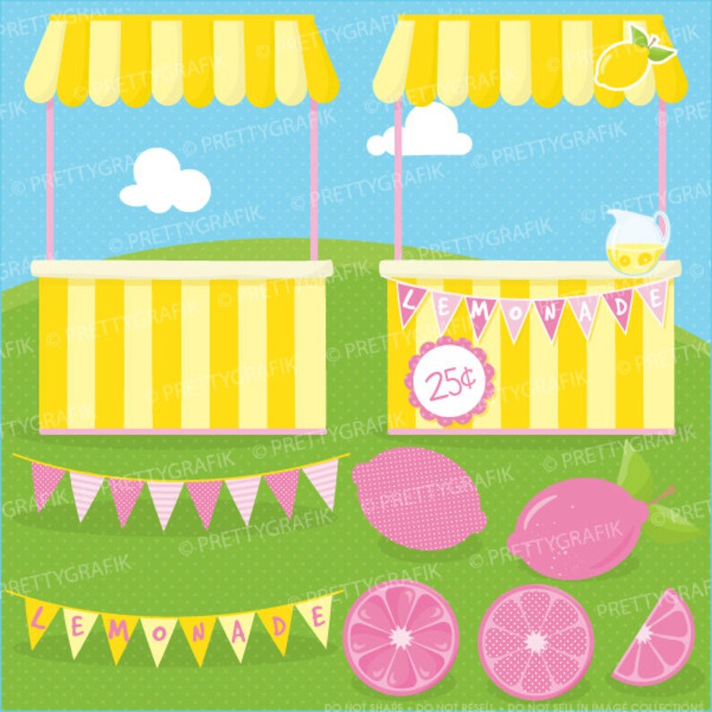 Lemonade stand clipart commercial use, vector graphics, digital clip art, digital images CL682 image 2