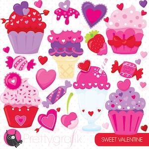 Valentine sweets dessert clipart commercial use, valentine vector graphics,  digital clip art, digital images - CL797