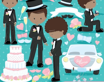 Wedding groom clipart commercial use, wedding vector graphics, bride and groom digital clip art - CL838