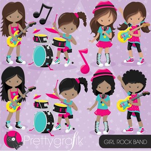 Rock Star Girls Clipart Commercial Use Music Vector Graphics - Etsy