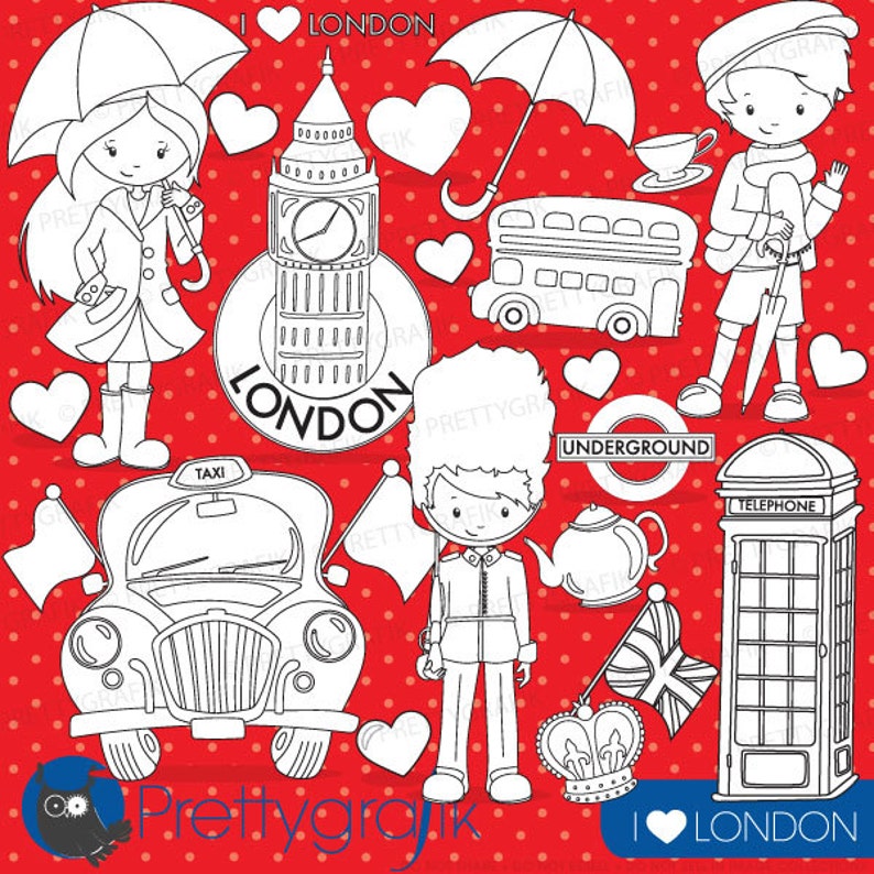 London travel digital stamp commercial use, vector graphics, digital stamp, digital images DS742 image 1