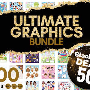 Ultimate GRAPHICS BUNDLE graphic set, 2100 graphics, pages, commercial use, illustrations, designs image 1