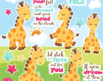 Giraffe clipart commercial use, clipart, vector graphics, digital clip art, giraffe, quotes - CL1161