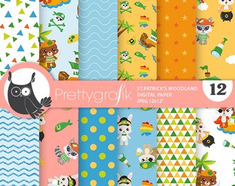 St-Patrick's Woodland  patterns, commercial use, scrapbook papers, background - PS1065