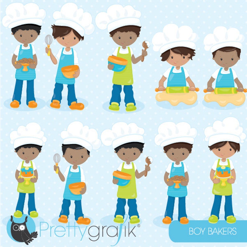 baking boys clipart commercial use, vector graphics, digital clip art, digital images CL845 image 2