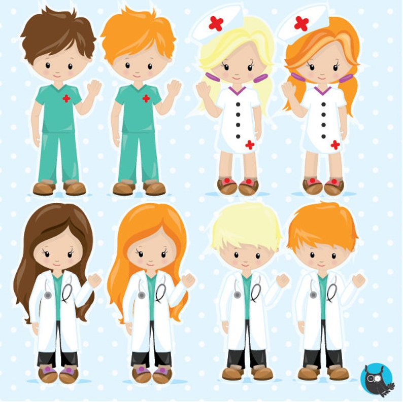 Dokter clipart commercieel gebruik, ziekenhuis clipart vectorafbeeldingen, kinderziekenhuis digitale illustraties, digitale beelden CL966 afbeelding 2