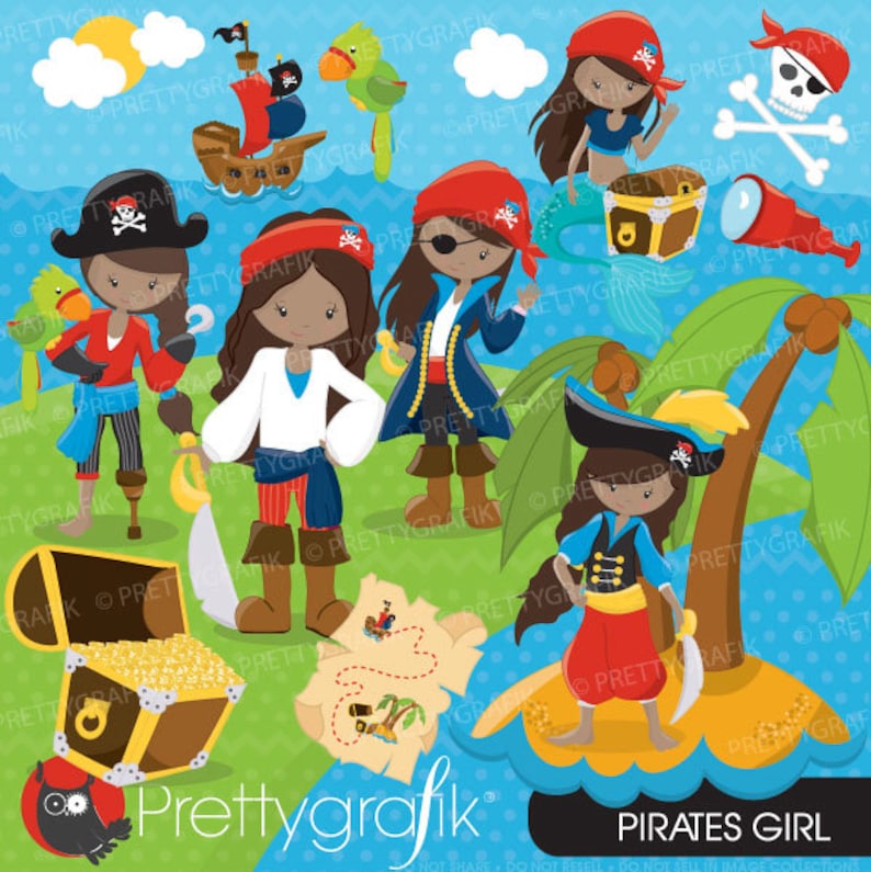 Pirate Girl clipart commercial use, vector graphics, digital clip art, digital images CL678 image 1