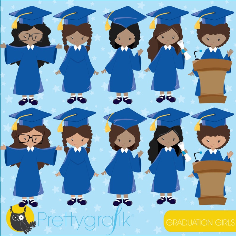 Graduation girls clipart commercial use, vector graphics, digital clip art, digital images CL787 image 2
