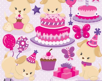 Puppy Birthday clipart, clipart commercial use, vector graphics, digital clip art, digital images - CL819