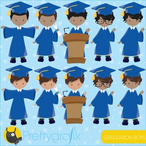 Graduation boys clipart commercial use, vector graphics, digital clip art, digital images CL788 zdjęcie 2