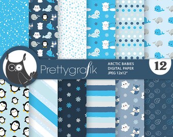 Arctic Babies,  patterns, commercial use, scrapbook papers, background - PS1174