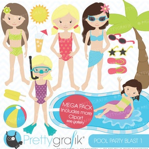 pool party clipart commercial use, vector graphics, digital clip art, digital images CL450 image 1