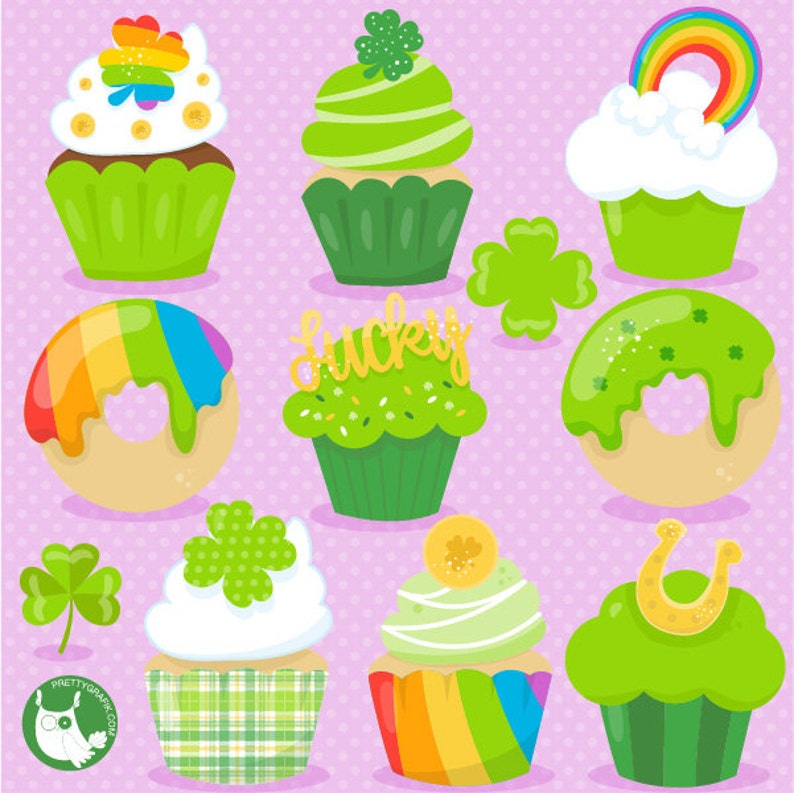 St-Paddy's cupcakes clipart commercial use, vector graphics, digital clip art, digital images CL1064 image 2