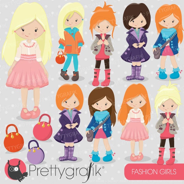 Fashion Girls Clipart Commercial Use Vector Graphics Digital - Etsy