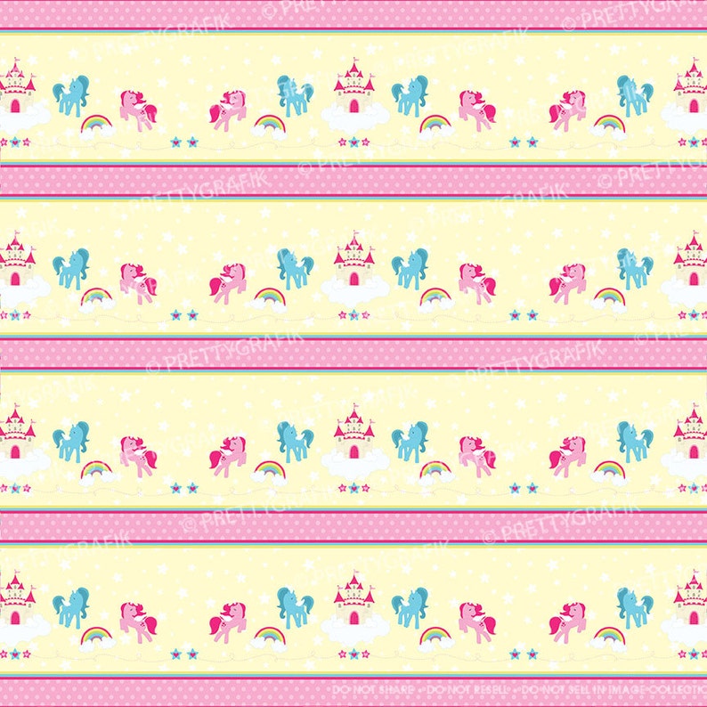 Unicorn pony digital paper, commercial use, scrapbook patterns, background PS647 image 5