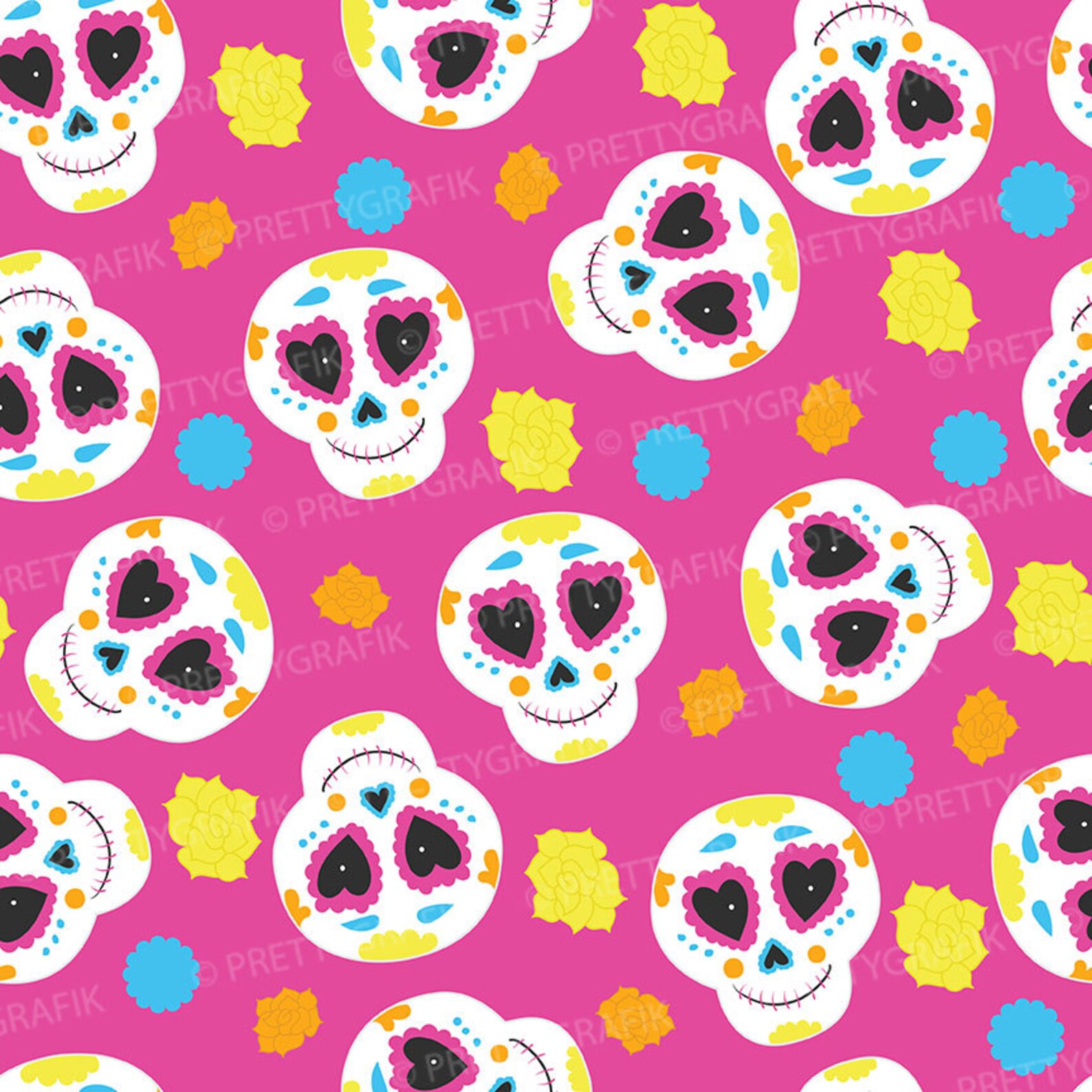 Sugar Skull Digital Paper Commercial Use Scrapbook Patterns - Etsy