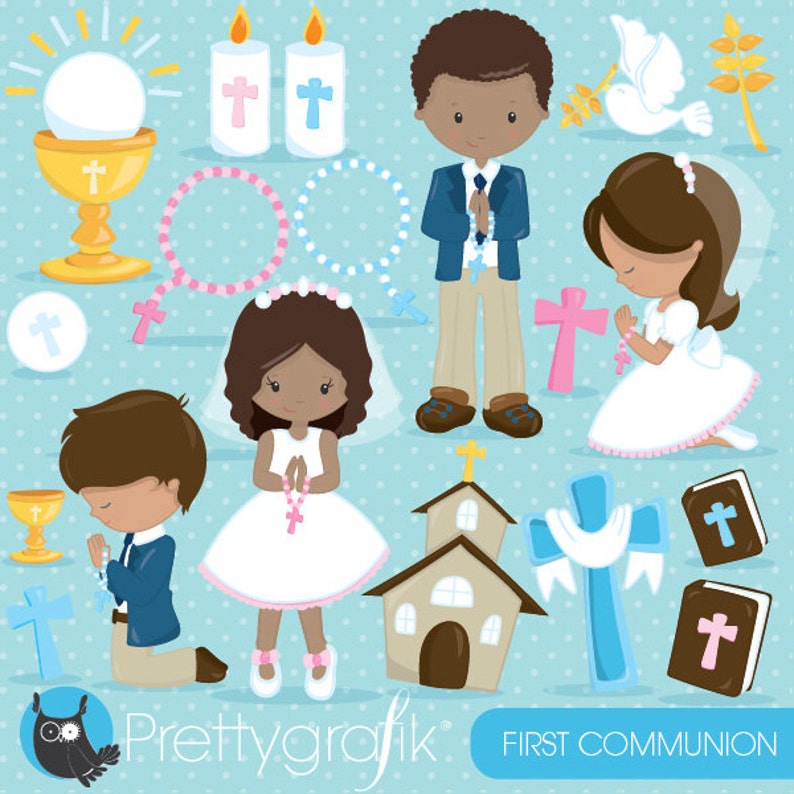 First communion clipart commercial use, christian clipart, bible vector graphics, digital CL836 image 1