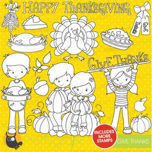 Thanksgiving stamps commercial use, vector graphics, digital stamp, digital images DS720 image 1