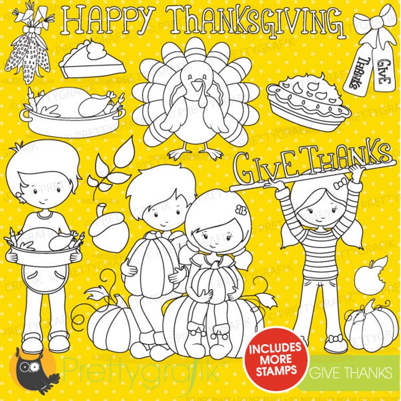 Thanksgiving stamps commercial use, vector graphics, digital stamp, digital images DS720 image 1