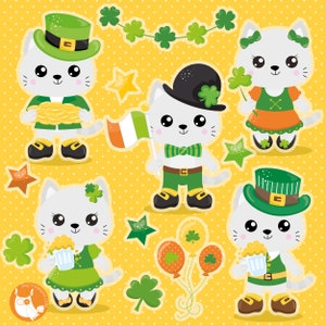 St. Patrick Cats II, clipart, clipart commercial use,  vector graphics,  clip art, digital images - CL1531