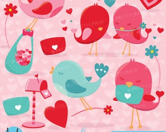 Valentine birds clipart commercial use, valentine vector graphics, digital clip art, digital images - CL628