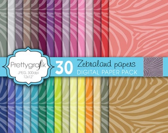 zebra animal print digital paper, commercial use, scrapbook patterns, background  - PS599