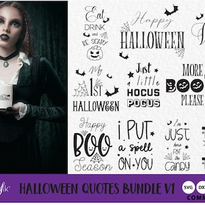 Citations d'Halloween Bunde SVG Vol. 1, Fichiers SVG, DXF, utilisation commerciale clipart, clipart, graphiques vectoriels, images numériques, fichiers de coupe image 1