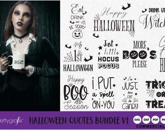 Halloween Quotes SVG Bunde Vol. 1, SVG files, DXF, clipart commercial use,  clipart, vector graphics, digital images, cutting files