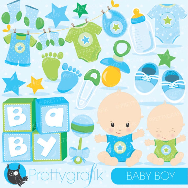 Baby boyclipart commercial use, baby shower vector graphics, blue digital clip art, digital images CL829 image 1