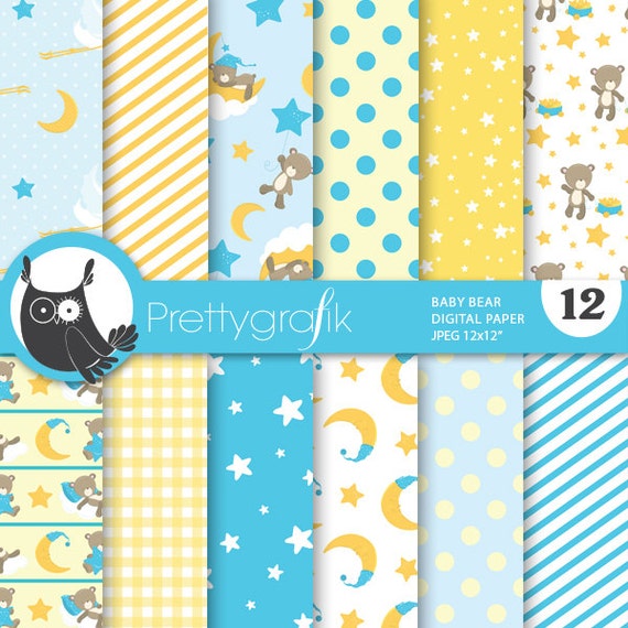 BUY 20 GET 10 OFF - Baby boy bears digital paper, commercial use, scrapbook papers, background - PS674 Il_570xn