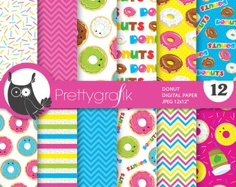 Delicious donuts digital paper, commercial use, scrapbook patterns, background, dessert - PS721