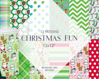 Christmas Fun,  papers, commercial use, scrapbook papers, background - PS1357