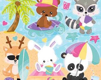 Summer with Animals, clipart, clipart commercial use,  vector graphics,  clip art, digital images - CL1360