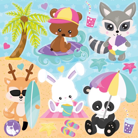 Summer with Animals, clipart, clipart commercial use, vector graphics