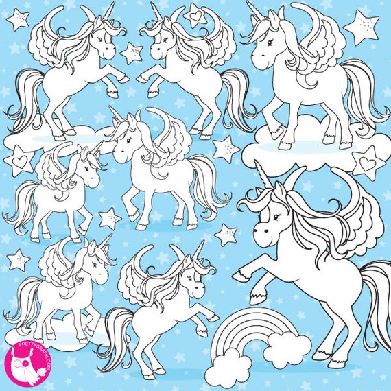 BUY20GET10 - Unicorn digital stamp commercial use, vector graphics, digital stamp - DS775 Il_570xn