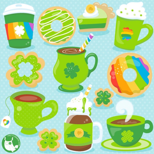 St-Patrick's coffee clipart commercial use, vector graphics, fox digital clip art, digital images  - CL1061