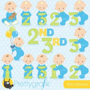First birthday boy clipart commercial use, vector graphics, digital clip art, digital images CL658 image 2