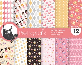 Easter Fashion  papers, commercial use, scrapbook papers, background - PS1322