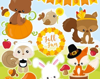 Thanksgiving Animals, clipart, clipart commercial use,  vector graphics,  clip art, digital images - CL1491