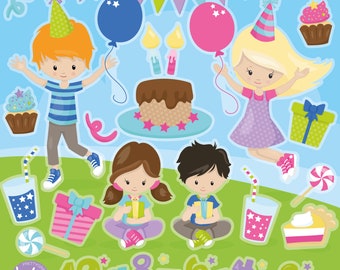 Kids Birthday, clipart, clipart commercial use,  vector graphics,  clip art, digital images - CL1350