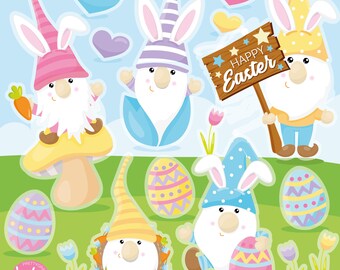 Easter Gnomes, clipart, clipart commercial use,  vector graphics,  clip art, digital images - CL1723