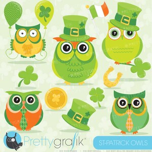 St-patrick's owls clipart commercial use, st-paddy's vector graphics, digital clip art, digital images - CL638