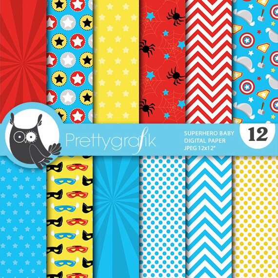 BUY 20 GET 10 OFF - Superhero babies digital papers, commercial use, scrapbook papers, background - PS726 Il_570xn