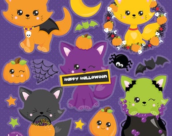 Halloween Cats, clipart, clipart commercial use,  vector graphics,  clip art, digital images - CL1816