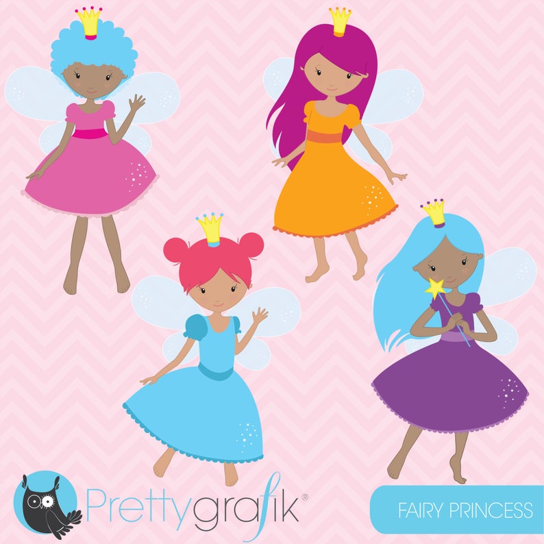 Fairy prinses clipart commercieel gebruik, vectorafbeeldingen, digitale illustraties, digitale beelden CL790 afbeelding 2