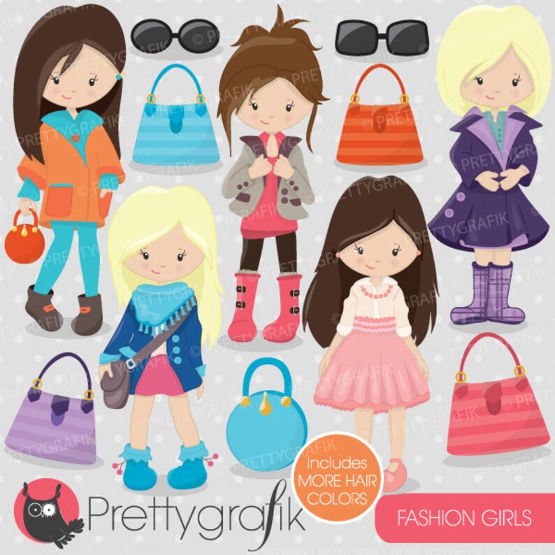 Fashion Girls Clipart Commercial Use Vector Graphics Digital - Etsy